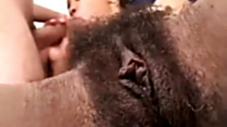 uber-sexy hairy ebony girl creampie