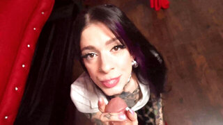 Inked-up trashy girl getting fucked silly in POV