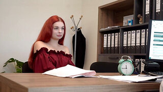 Redheaded is going to get fucked from behind, bent over