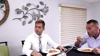 Family dinner ends up with a relentless pussy fucking