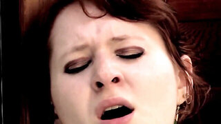 Sensual busty wife smashing clit at casting to the cam