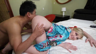 Thirsty young blonde worships the cock in charming POV