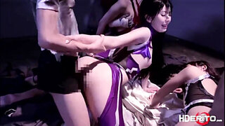 Bukake soiree with scorching Japanese stunners in costume until they jizz