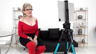 Sweet and horny grandma learns how to be a webcam model