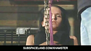 She deep-throats in Bondage & Discipline while is inverted-dangled
