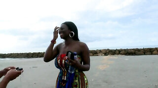 Black Latina named Karina rides cock on the balcony