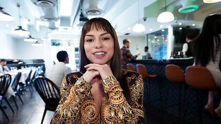 Fancy dining and crazy muff diving in a threesome in POV