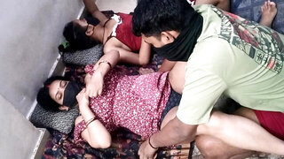 Having sex in the room where two busty babes rest