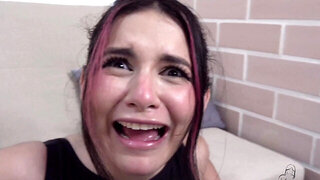 Cute babe doing yoga before taking on a massive penis