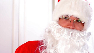 Big boobs blonde MILF is going to fuck hard-dicked Santa