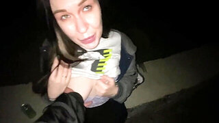 Geeky girl gets her vag claimed by a dick in public