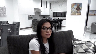 Asian nerd is way too bored sucking her brother's dick