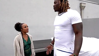 Ebony babe with natural tits is taking on a BBC