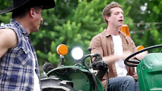 The Latino hunk is helping a man who has a broken tractor