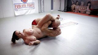 Radiant big boobed slut mouth filled with trainers fat cock sperm