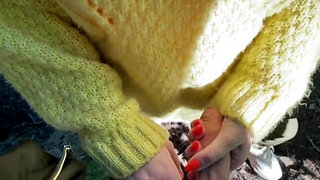 Blond haired beauty in yellow gets off with a hard cock