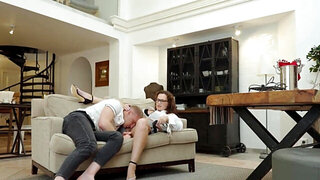 Stepmom wants him to put his tongue on her moist hole