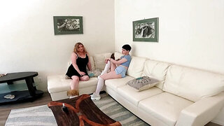 POV banging session with a nice stepmom and a lezzie