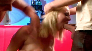 Breasty babe is going to get fucked by two hard dicks