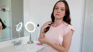 Lily Glee stretches before taking her stepbro's big dick