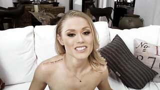 Blonde with pretty face is begging for that massive shaft