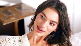 Brunette looks super-pretty as she masturbates on her own