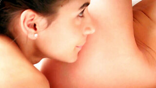 Lesbian stunners playing with each other after shower