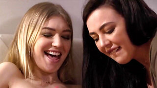 Stepfamily fuck with a blonde and an assy brunette babe