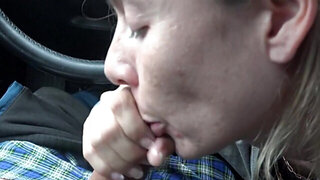 Edgy blonde girl Summer Vixen takes a hard peen in a car