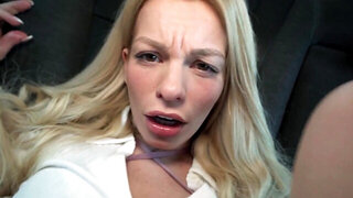 Bratty blonde learns a lesson after lying to a taxi driver