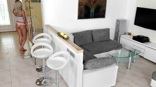 Studying teen gets bored with reading and starts masturbating