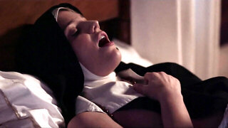 Two naughty nuns decided to sin at night in the bedroom