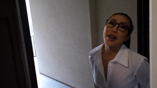 Seductive Asiasn Nicole Doshi on her knees for a BWC