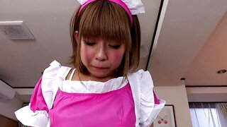 Japanese cutie hosts her client's dick in her twat