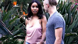 Man penetrates Mulatto with natural tits