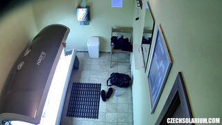 Shaved Young Tight Pussy Cought in Solarium