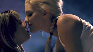 Vintage settings and costumes in a lesbian porn compilation