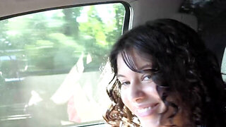 Adorable girl with curls is going to ride him in a car