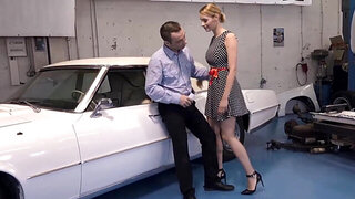 European babe with long legs gets fucked in public