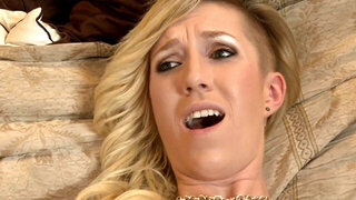 Freaky blonde bitch needs three large chocolate cocks right now