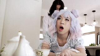 Tea ceremony ends for Asian couple with awesome lovemaking