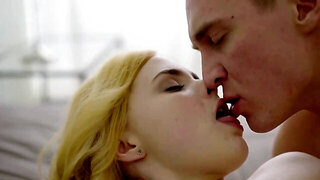 Teen blonde likes to wear stockings during sex with boyfriend