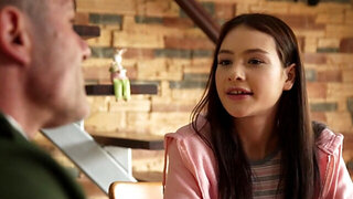 Military daddy fucks her tight and ripe teen pussy