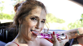 Old lady in slutty lingerie wants to bang herself HARD