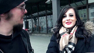 Inked brunette babe is being fucked at the casting van