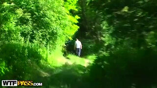 Stripping and sucking outdoors