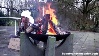 Skinny homeless girl is carnal with the geezer