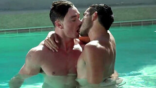 Cade Maddox going deep in Zac Snow next to the pool