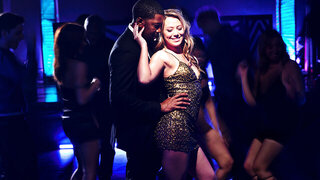 Blonde girl gets wet on the dancefloor and gets fucked silly