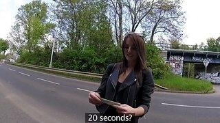 Outdoor fuck with a very European girl taking a very big dick